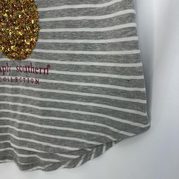 Simply Southern Sequin Pineapple T-Shirt Gray Stripe Large Cozy Everday Bling - Picture 7 of 7